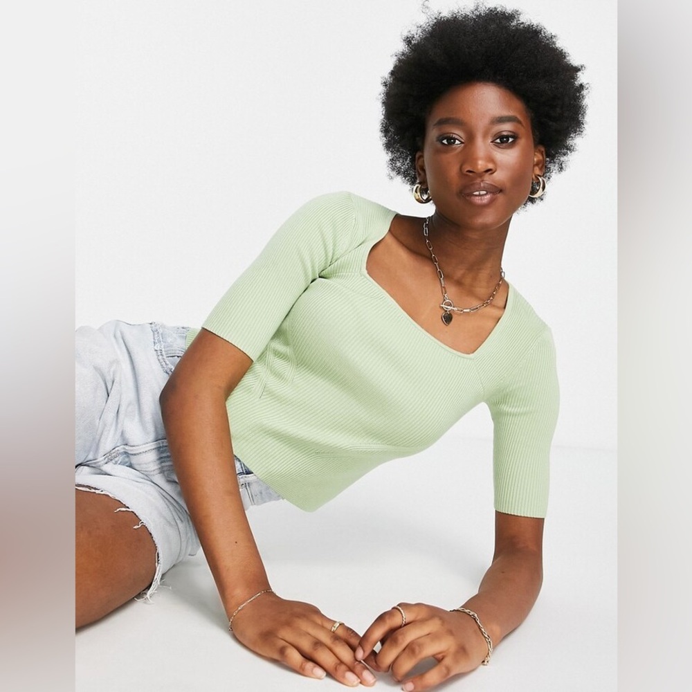 ASOS Light Green Ribbed Blouse